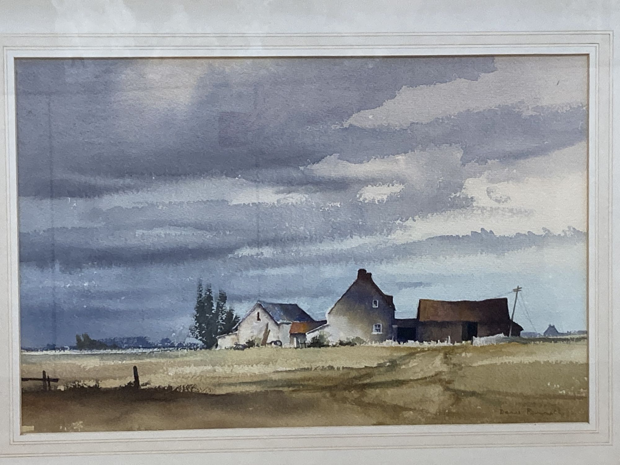 Dennis Pannett (1939-), two watercolours, Cattle in a landscape and Farmhouse beneath clouds, signed, 35 x 54cm